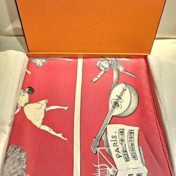 Rare Hermes Scarf Carre 90 La Danse Ballerina Red 100% Silk - Picture 5 of 7